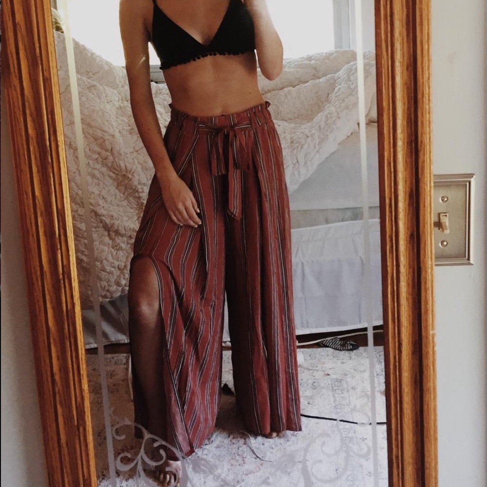 Boho high waisted split pants